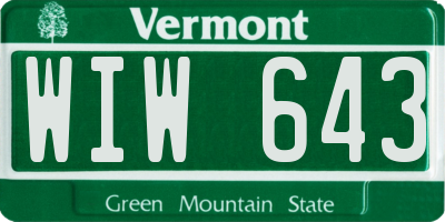 VT license plate WIW643