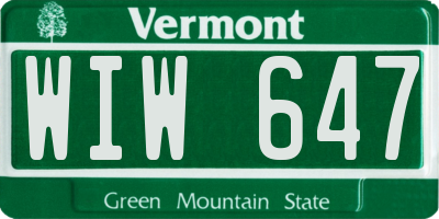 VT license plate WIW647