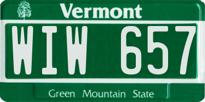 VT license plate WIW657