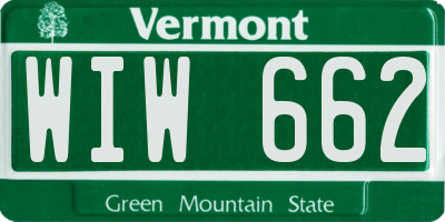 VT license plate WIW662