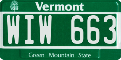 VT license plate WIW663