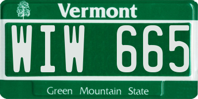 VT license plate WIW665