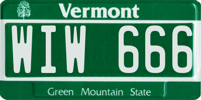 VT license plate WIW666