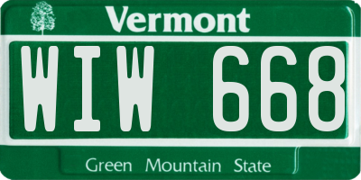 VT license plate WIW668