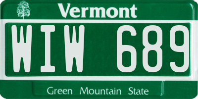 VT license plate WIW689
