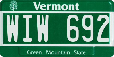 VT license plate WIW692