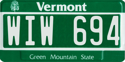 VT license plate WIW694