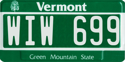 VT license plate WIW699