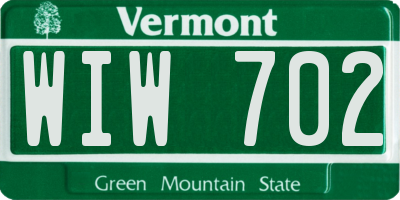VT license plate WIW702