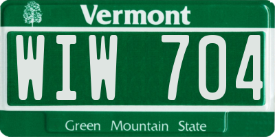 VT license plate WIW704