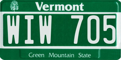 VT license plate WIW705