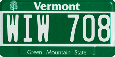 VT license plate WIW708