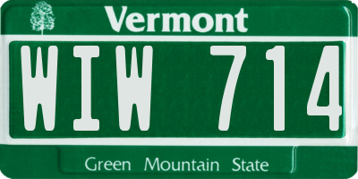 VT license plate WIW714