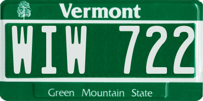 VT license plate WIW722