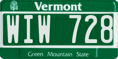 VT license plate WIW728