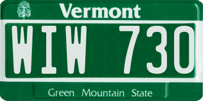 VT license plate WIW730