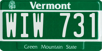 VT license plate WIW731