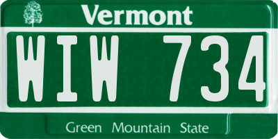 VT license plate WIW734