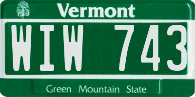 VT license plate WIW743