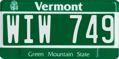 VT license plate WIW749