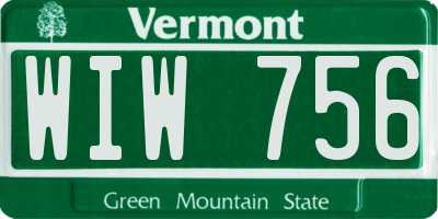 VT license plate WIW756