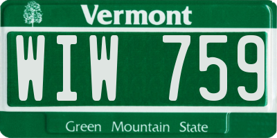 VT license plate WIW759