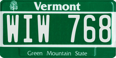 VT license plate WIW768