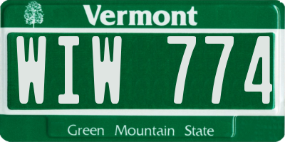 VT license plate WIW774
