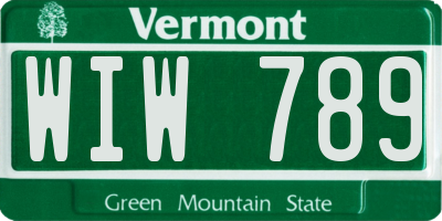 VT license plate WIW789