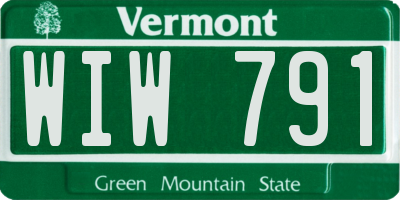 VT license plate WIW791