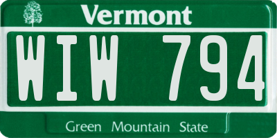 VT license plate WIW794