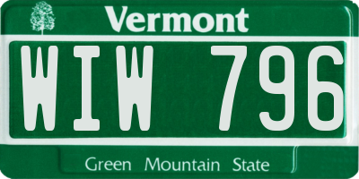 VT license plate WIW796