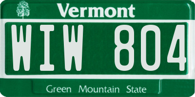 VT license plate WIW804