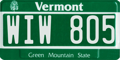 VT license plate WIW805