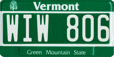 VT license plate WIW806