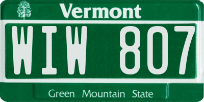 VT license plate WIW807