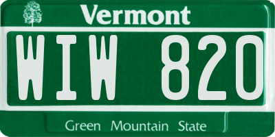 VT license plate WIW820