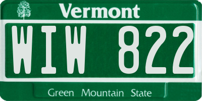 VT license plate WIW822