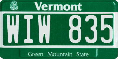 VT license plate WIW835