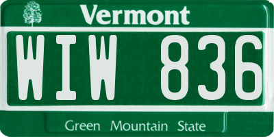 VT license plate WIW836