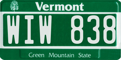 VT license plate WIW838