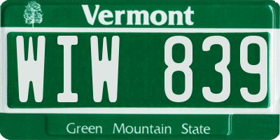 VT license plate WIW839