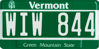 VT license plate WIW844