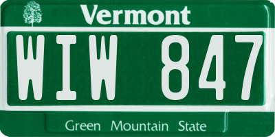 VT license plate WIW847