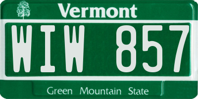 VT license plate WIW857