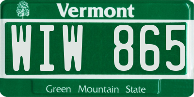 VT license plate WIW865