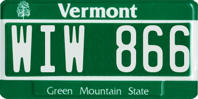 VT license plate WIW866
