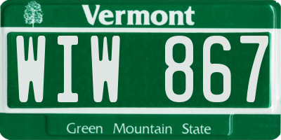 VT license plate WIW867