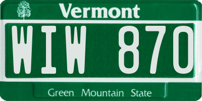 VT license plate WIW870