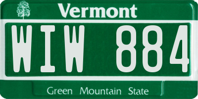 VT license plate WIW884